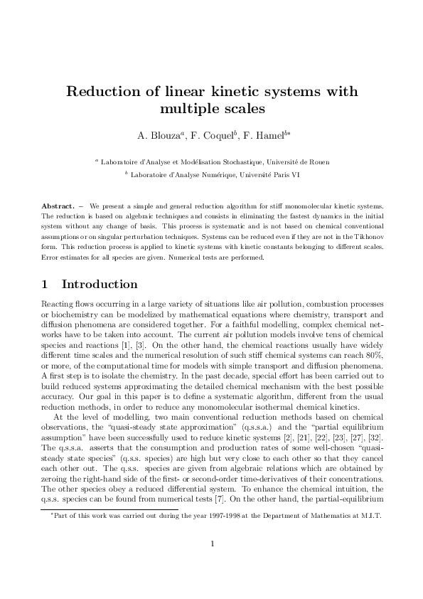 (PDF) Reduction of linear kinetic systems with multiple scales