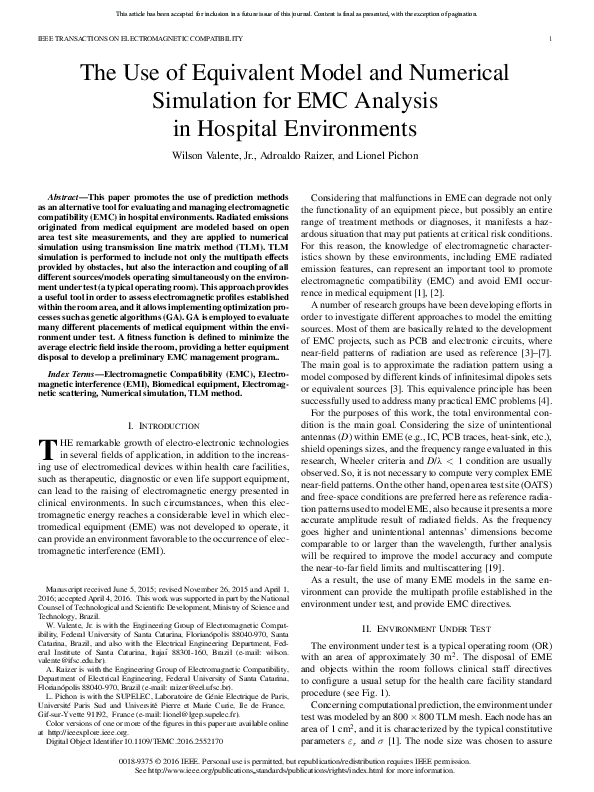 (PDF) The Use of Equivalent Model and Numerical Simulation for EMC ...