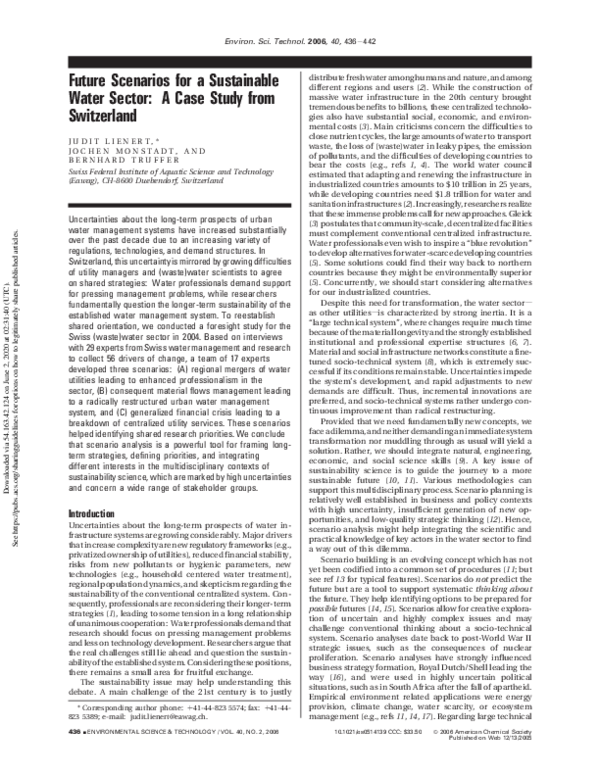 (PDF) Future Scenarios for a Sustainable Water Sector: A Case Study ...