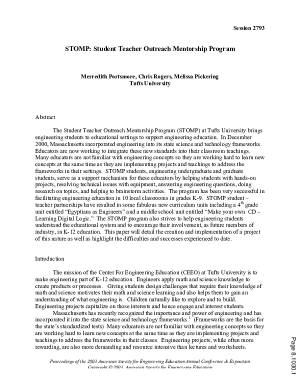 (PDF) Stomp: Student Teacher Outreach Mentorship Program | Merredith ...
