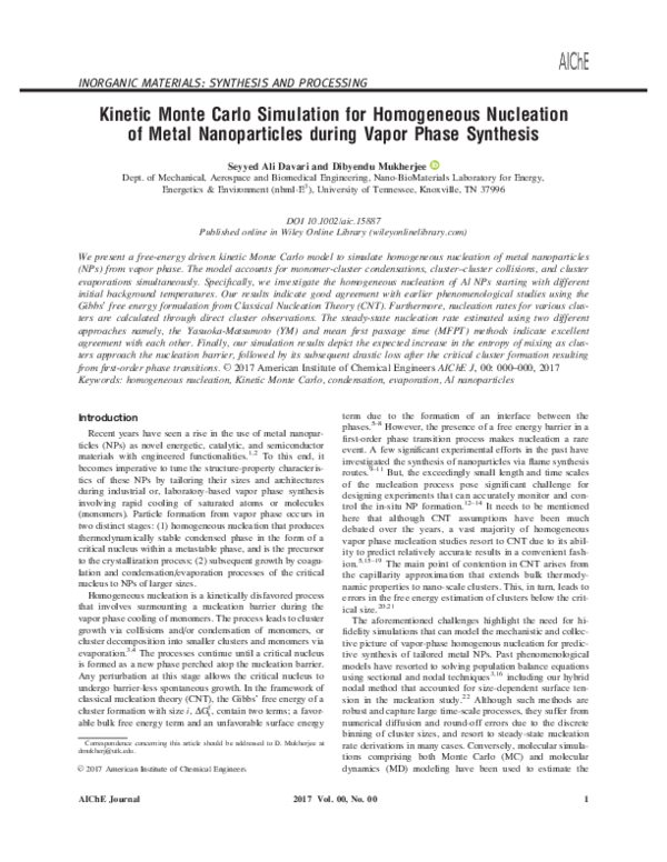 (PDF) Kinetic Monte Carlo simulation for homogeneous nucleation of ...