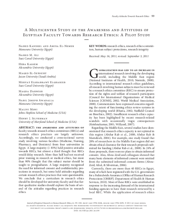 (PDF) A Multicenter Study of the Awareness and Attitudes of Egyptian ...