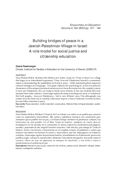 (PDF) Building bridges of peace in a Jewish-Palestinian Village in ...