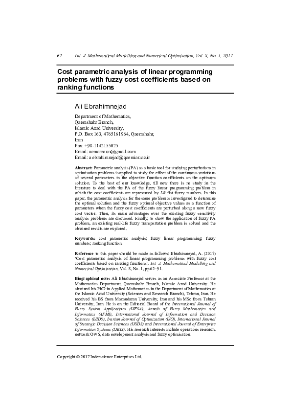 (PDF) Cost parametric analysis of linear programming problems with ...