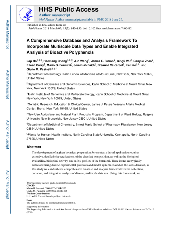 (PDF) A comprehensive database and analysis framework to incorporate ...