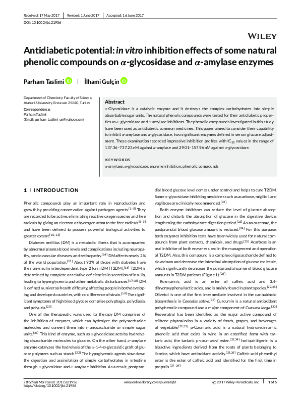 (PDF) Antidiabetic potential: in vitro inhibition effects of some ...
