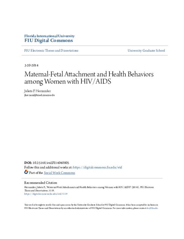 (PDF) Maternal-Fetal Attachment and Health Behaviors among Women with ...