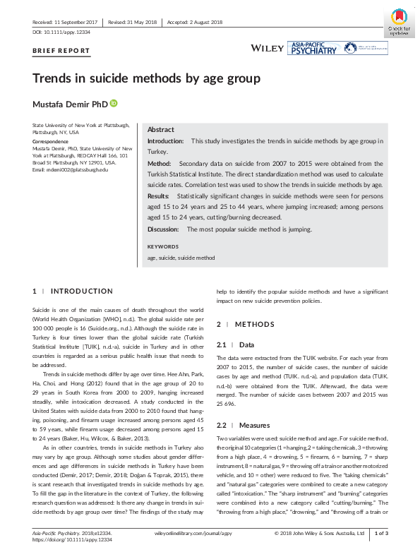 (PDF) Trends in suicide methods by age group