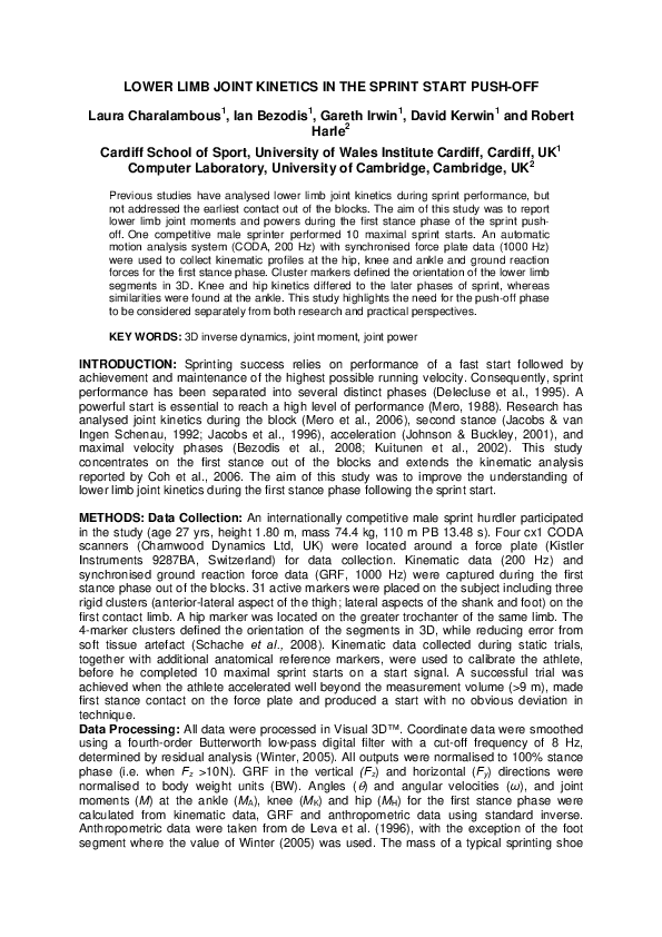 (PDF) Lower limb joint kinetics and ankle joint stiffness in the sprint ...