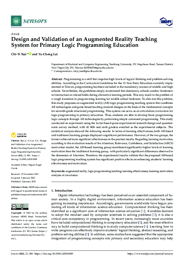 (PDF) Design and Validation of an Augmented Reality Teaching System for ...