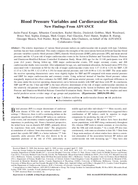 (PDF) Blood Pressure Variables and Cardiovascular Risk
