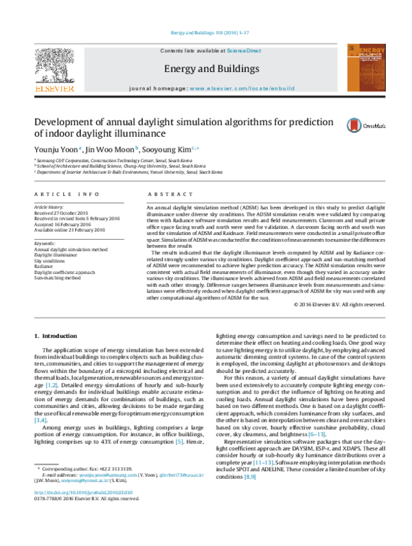 (PDF) Development of annual daylight simulation algorithms for ...