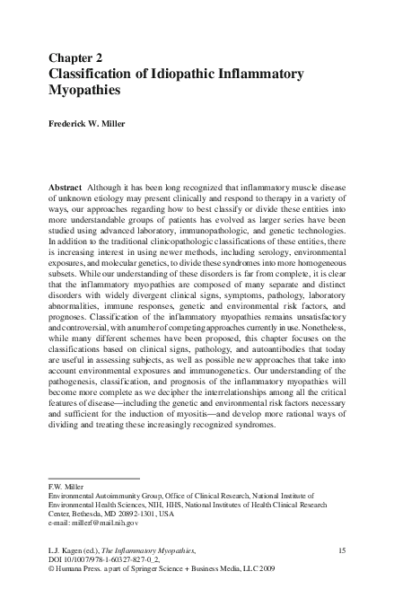 (PDF) Classification of Idiopathic Inflammatory Myopathies