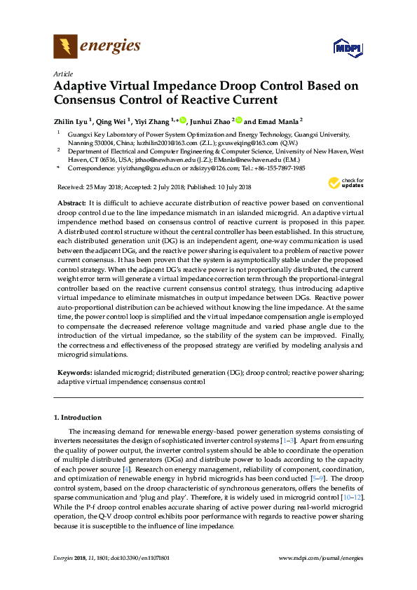 (PDF) Adaptive Virtual Impedance Droop Control Based on Consensus ...