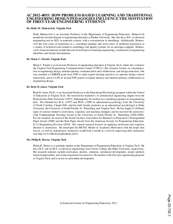 (PDF) How Problem-based Learning and Traditional Engineering Design ...