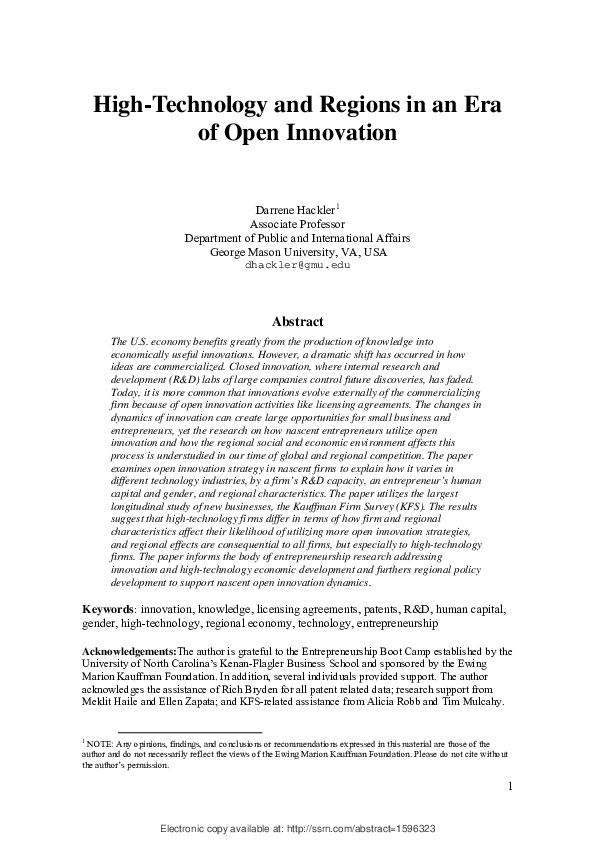 (PDF) High-Technology and Regions in an Era of Open Innovation