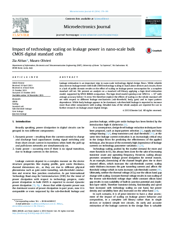 (PDF) Impact of technology scaling on leakage power in nano-scale bulk ...