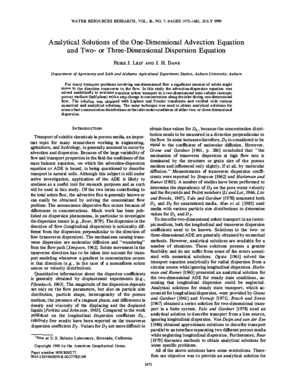 (PDF) Analytical solutions of the one-dimensional advection equation ...