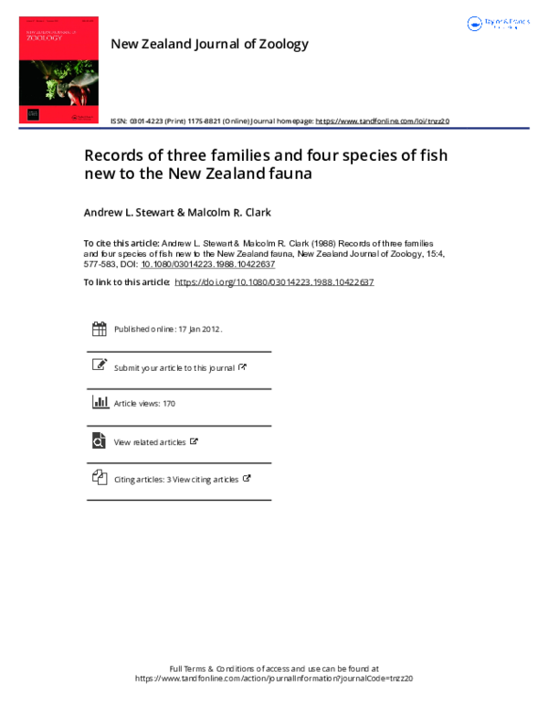 (PDF) Records of three families and four species of fish new to the New ...