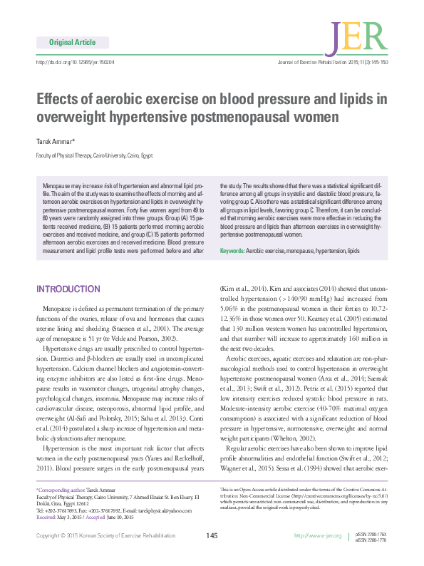 (PDF) Effects of aerobic exercise on blood pressure and lipids in ...
