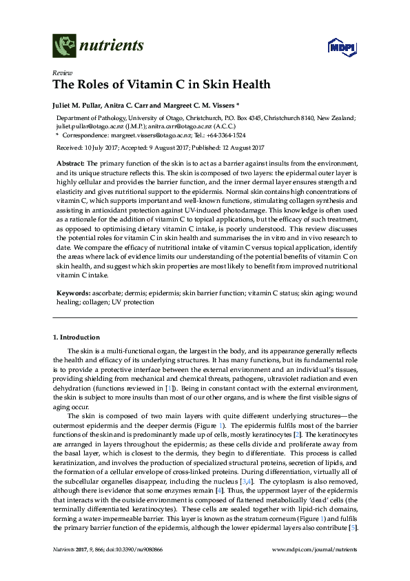 (PDF) The Roles of Vitamin C in Skin Health