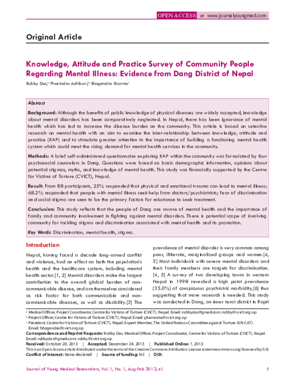 (PDF) Knowledge, Attitude and Practice Survey of Community People ...