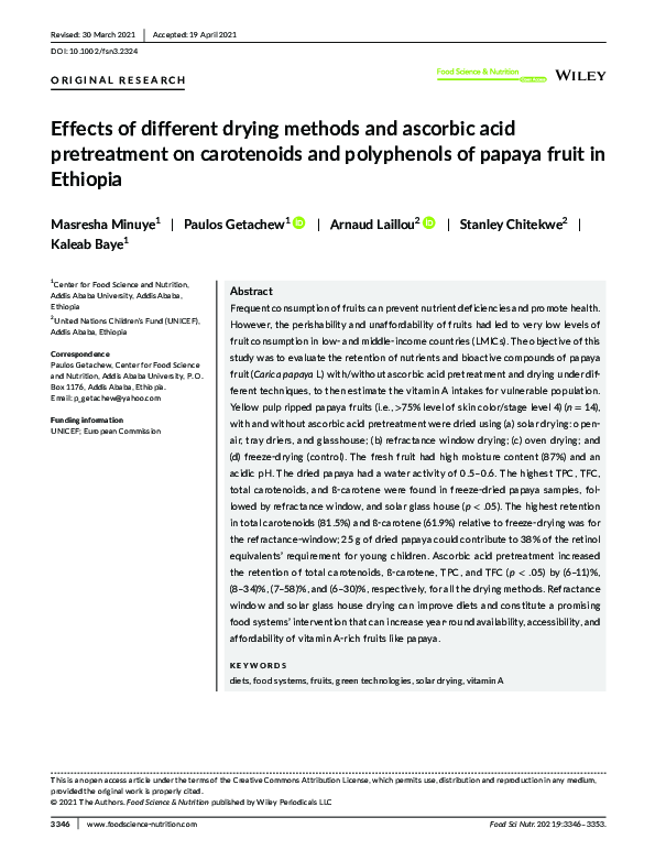 (PDF) Effects of different drying methods and ascorbic acid ...