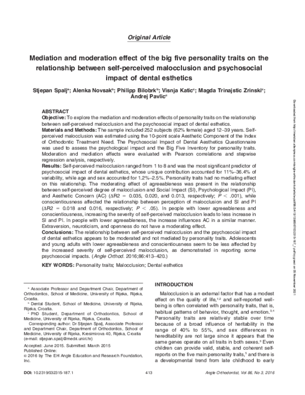 (PDF) Mediation and moderation effect of the big five personality ...