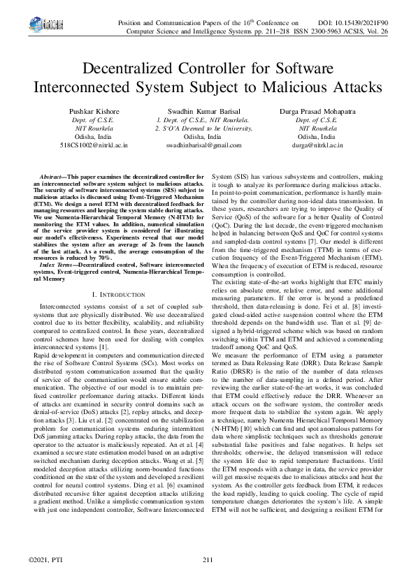 (PDF) Decentralized Controller for Software Interconnected System ...