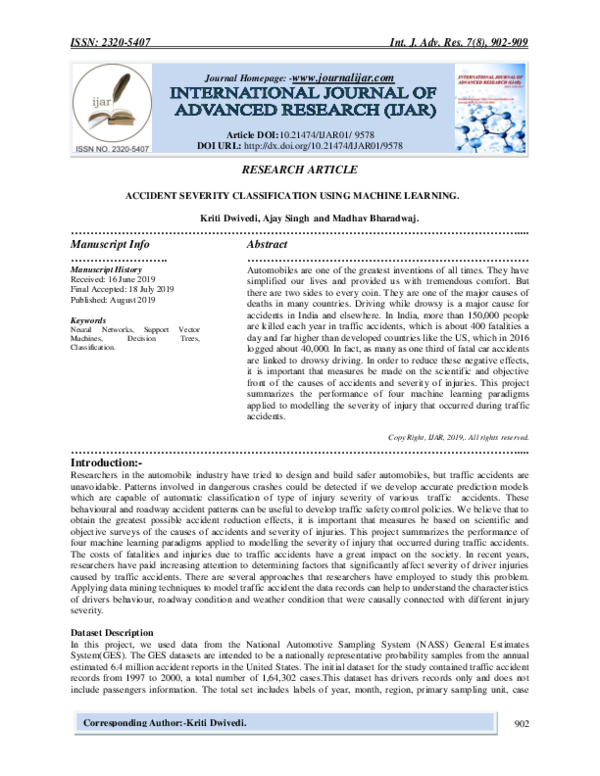 (PDF) Accident Severity Classification Using Machine Learning
