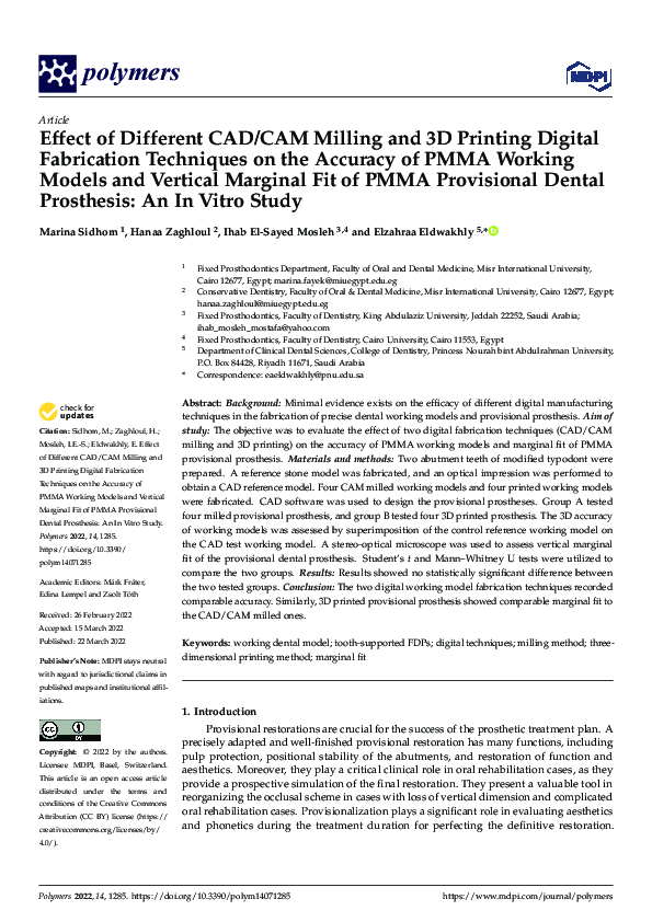 (PDF) Effect of Different CAD/CAM Milling and 3D Printing Digital ...