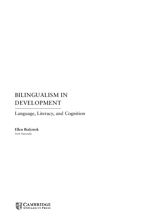 (PDF) Bilingualism in Development