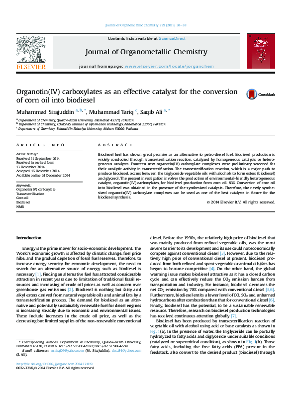 (PDF) Organotin(IV) carboxylates as an effective catalyst for the