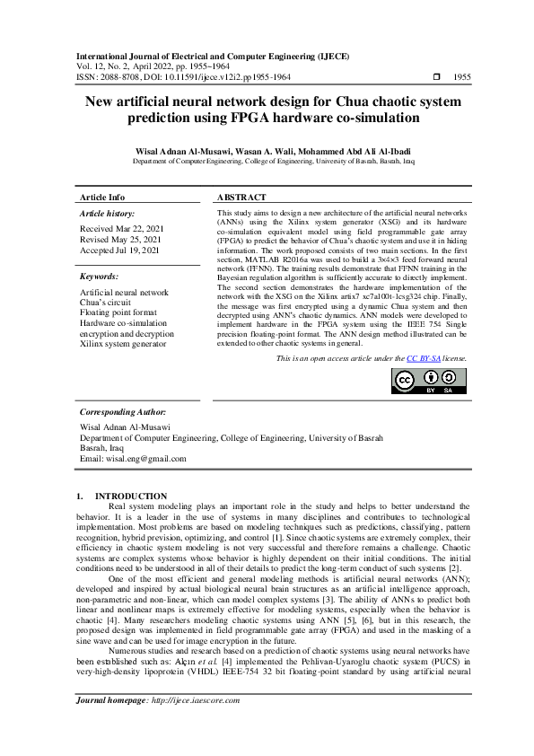 (PDF) New artificial neural network design for Chua chaotic system ...