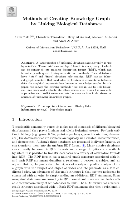 (PDF) Methods of Creating Knowledge Graph by Linking Biological Databases