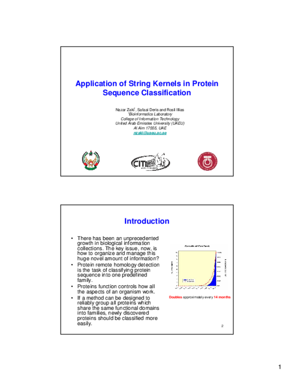 (PDF) Application of String Kernels in Protein Sequence Classification