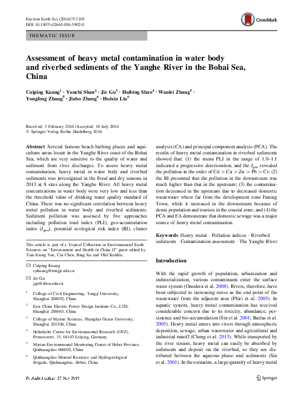 (PDF) Assessment of heavy metal contamination in water and sediments of ...