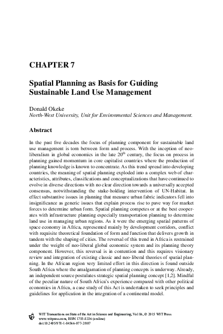 (PDF) Spatial Planning as Basis for Guiding Sustainable Land Use Management