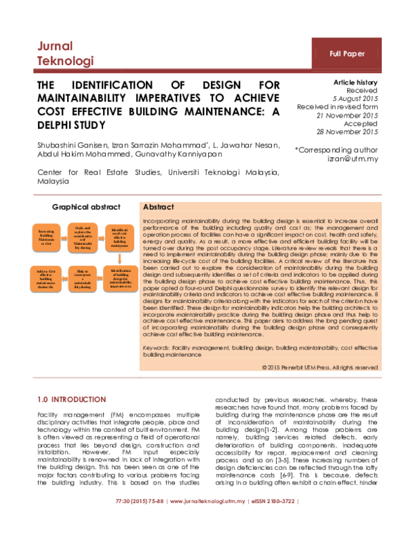 (PDF) The Identification of Design for Maintainability Imperatives to ...