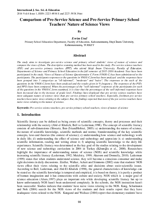(PDF) Comparison of Pre-Service Science and Pre-Service Primary School ...
