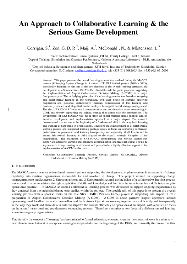 (PDF) An approach to collaborative learning and the serious game ...