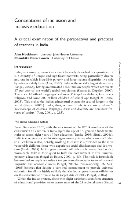 (PDF) Conceptions of inclusion and inclusive education: a critical ...