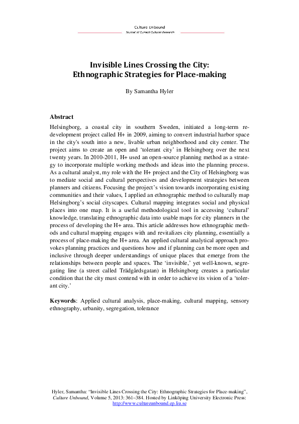 (PDF) Invisible Lines Crossing the City: Ethnographic Strategies for ...