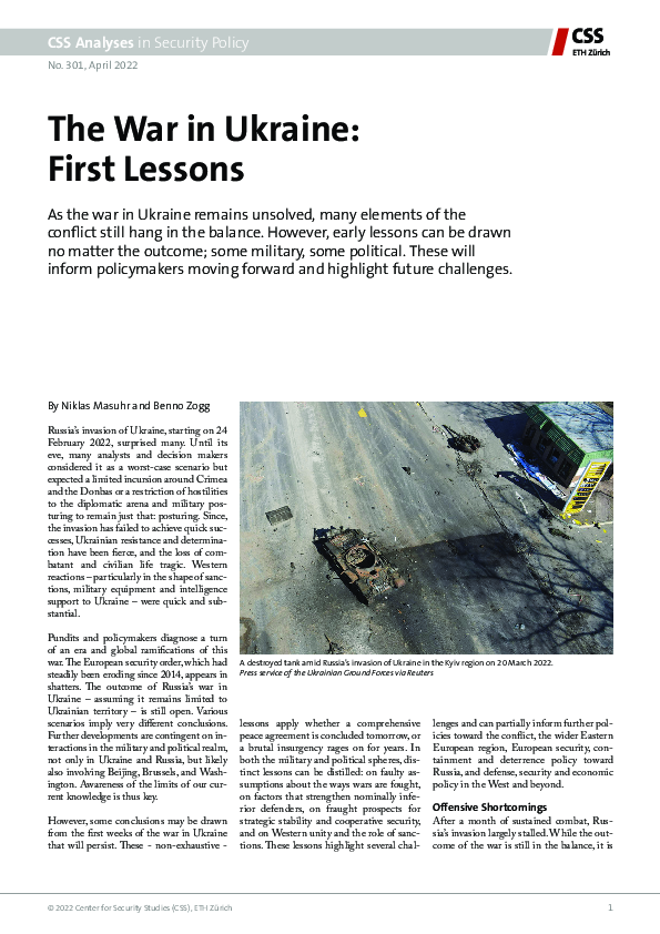 (PDF) The War in Ukraine: First Lessons
