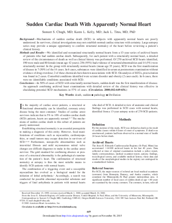 (PDF) Sudden Cardiac Death With Apparently Normal Heart
