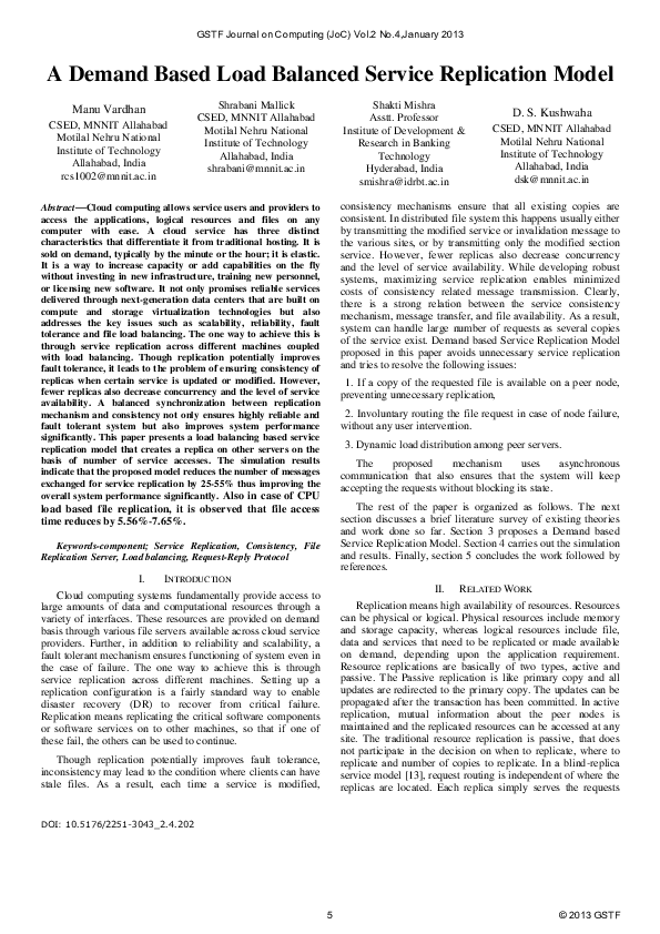(PDF) A Demand Based Load Balanced Service Replication Model