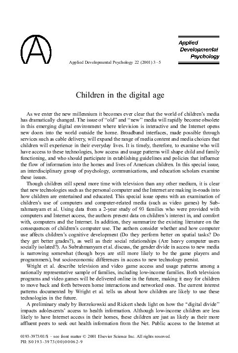 (PDF) Children in the digital age