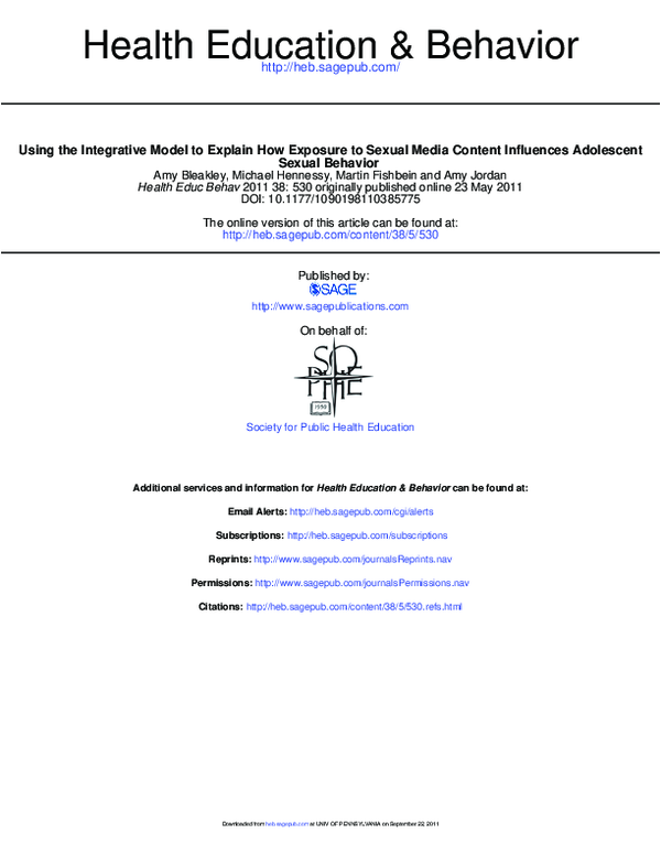 (PDF) Using the Integrative Model to Explain How Exposure to Sexual ...