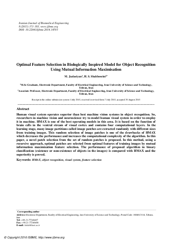 (PDF) Feature selection using Joint Mutual Information Maximisation