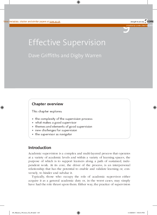 (PDF) Effective supervision (of student research in higher education)